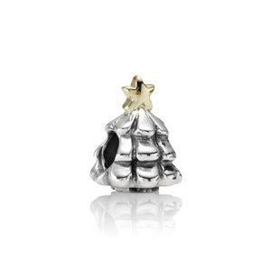 Pandora Christmas Tree Charm, Sterling & 14k Gold